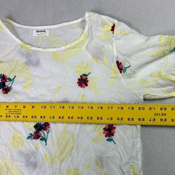 Anthropologie Kindred Top Women's Size Large Embroidered Floral Paisley - Picture 4 of 7